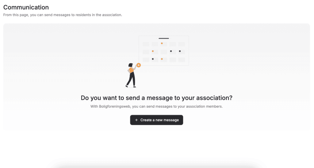 An empty overview of the messaging system inside Anyhoa