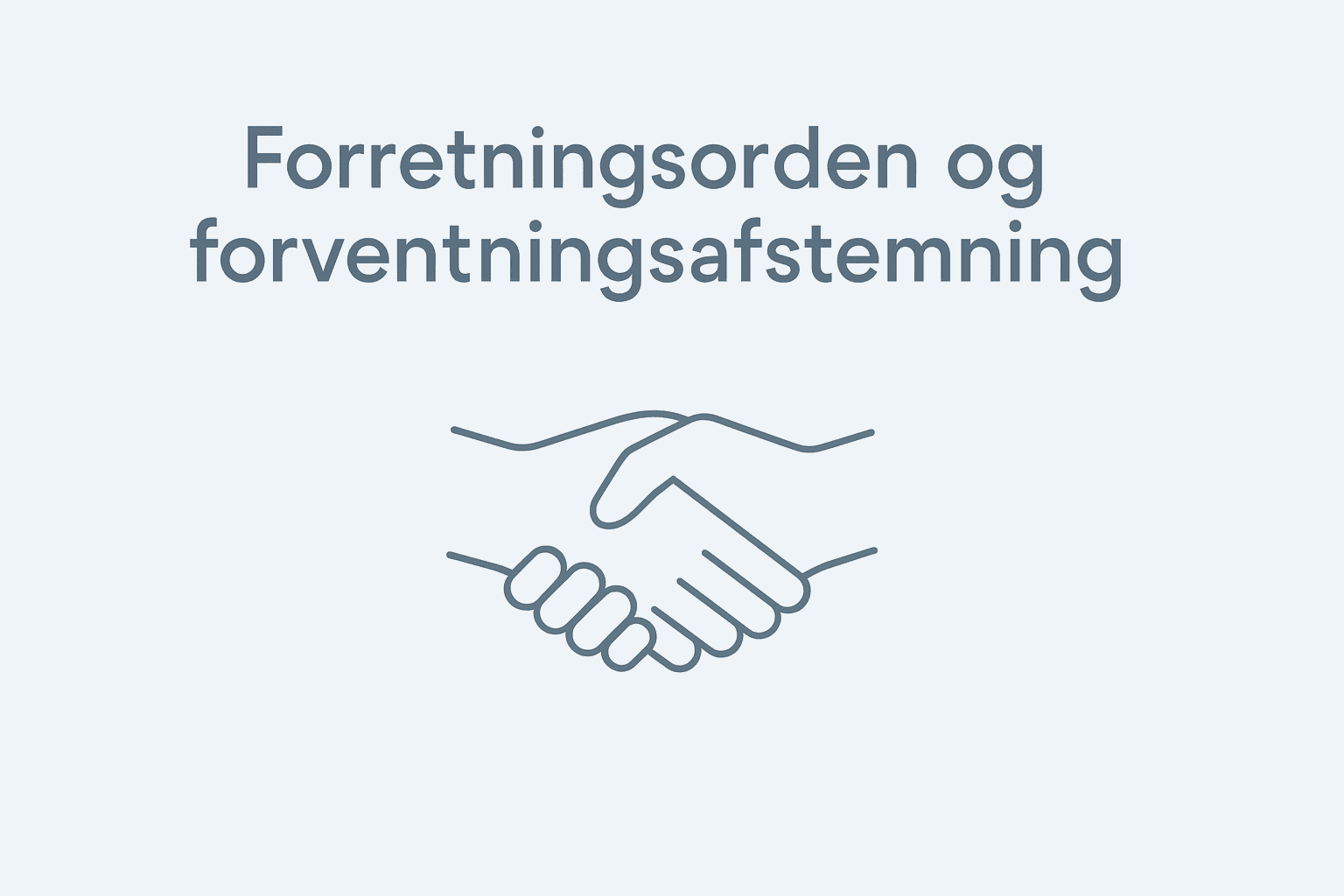 Forretningsorden og forventningsafstemning – minimalistisk håndtryk-illustration